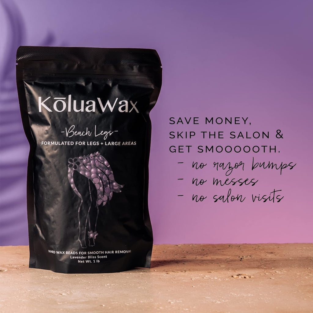 KoluaWax Hard Wax Beads for Hair Removal – Coarse Hair Formula – Face, Brazilian, Underarms, Back Chest, Bikini Waxing – Lavender Bliss, 1lb Refill for Wax Warmers & 10 Large Applicator Sticks, 2 Pack