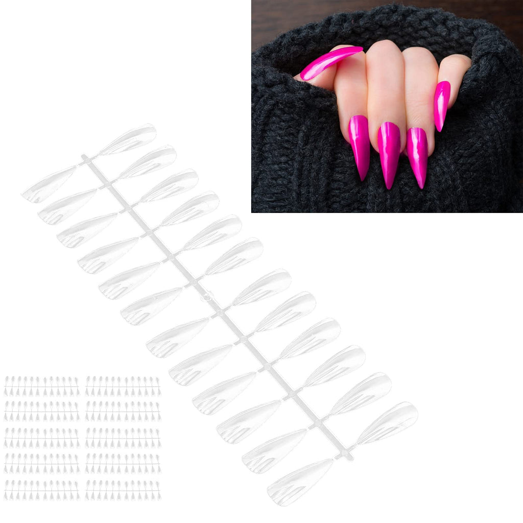 240pcs Transparent Nail Sticks for Nail Art Polish Display Tips, Durable & Portable Manicure Supplies,Transparent(Long tip 240 pieces)