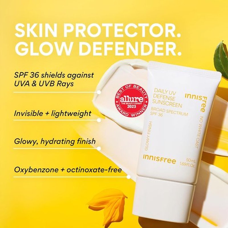 Innisfree Daily UV Defense SPF 36 Sunscreen - Lightweight, Hydrating, Invisible Finish | Broad Spectrum Protection