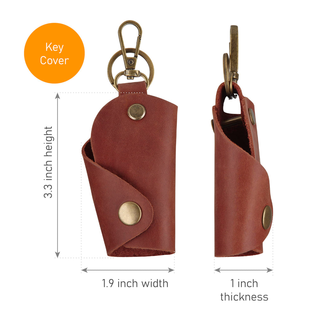 MAKYN Leather Wrap Keychain, Key Holder Pouch Keychain, Car Key Holder, Motorcycle Key Holder Organizer, Key Holder with Keyring (Cognac)