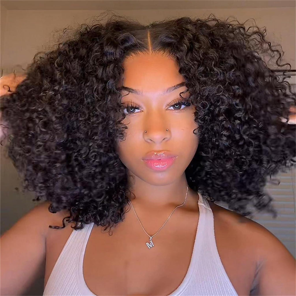 Wiggins Ready And Go Glueless Wigs Human Hair Curly Lace Front Wigs Human Hair Pre Plucked Bleached Knots Curly Hair Products Pre Cut Lace 4x7 Lace Front Wig Glueless Wigs For Women 14 Inch
