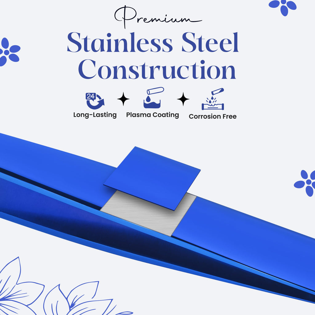 Professional Slant Tip Tweezers for Eyebrows – Premium Stainless Steel, Ultra-Precise Hand-Aligned Tips, Facial Hair & Ingrown Hair Removal (Cosmic Blue)