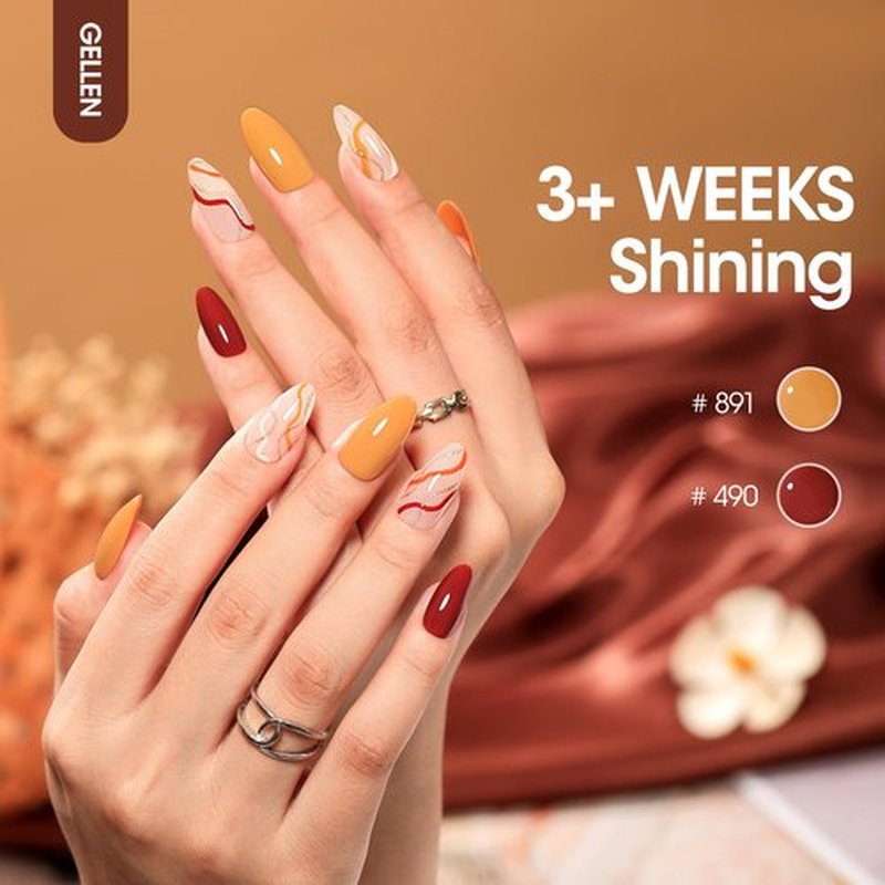 GELLEN Gel Nail Polish Set, 6 Colors Warm Brown Gel Polish Set Caramel Neutral Beige Glitter Brown Nail Gel Polish Pumpkin Soak Off UV Gel Nail Kit Manicure DIY Nail Art Gifts for Women