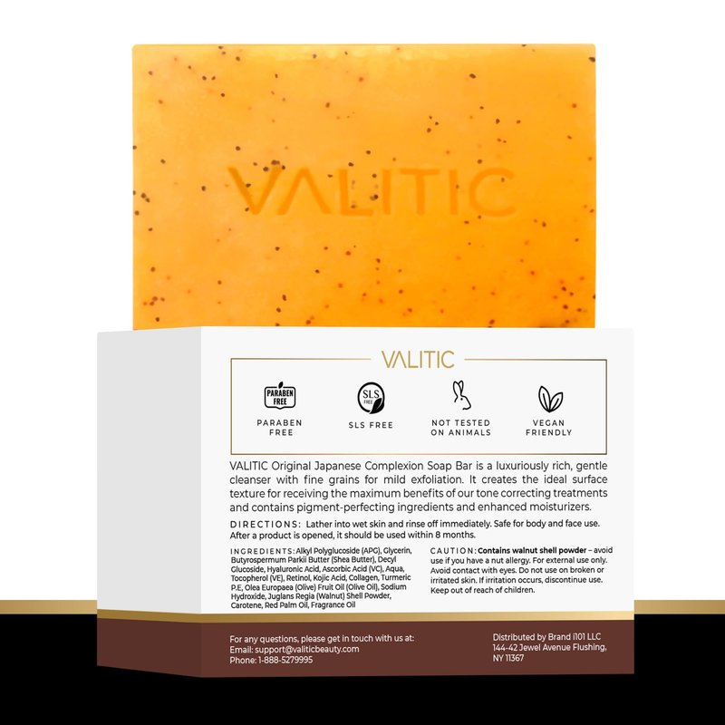 VALITIC Kojic Acid Soap - Turmeric Soap for Dark Spots for Face and Body - Exfoliating Bar for Hyperpigmentation, Skin Tone Corrector with Retinol, Vitamin C, Collagen and Hyaluronic Acid - 2 Pack