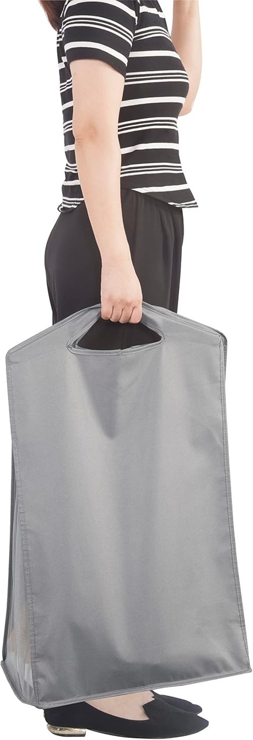 Storage Maniac 2-Pack Hanging Laundry Hamper - Slim Double Organizer with See-Through Mesh, Grey