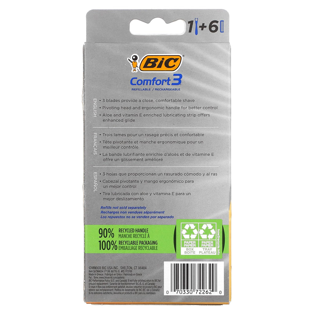 BIC Hybrid Advance 3 Disposable/System Shaver, Men, 6-Count (Pack of 3)