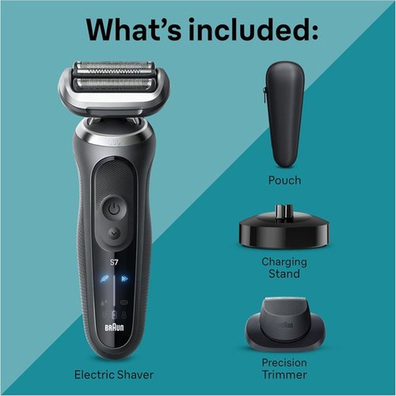 Braun Electric Shaver - Series 7 7127cs | Wet & Dry Shaving, Turbo & Gentle Modes, Waterproof, Space Grey
