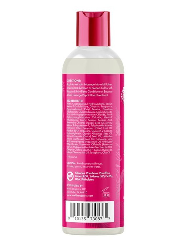 Mielle Organics Babassu & Mint Damage Repair Hair Shampoo - Hydrating Shampoo & Scalp Build-Up Remover - Gently Cleanses & Preps for Repair (8 fl oz)