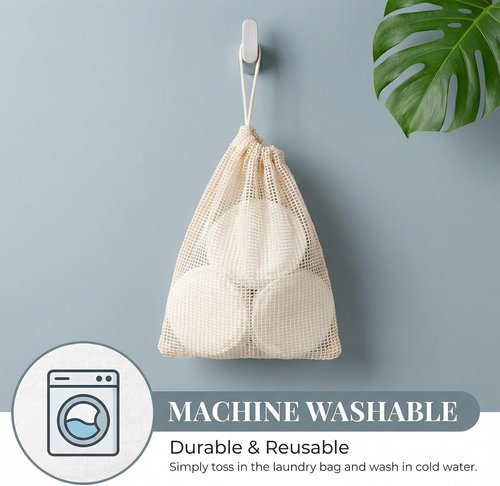 MAQIHAN Reusable Makeup Remover Pads - 15 Washable Cotton Rounds with Mesh Bag | High Absorbency, 3.15 Inch