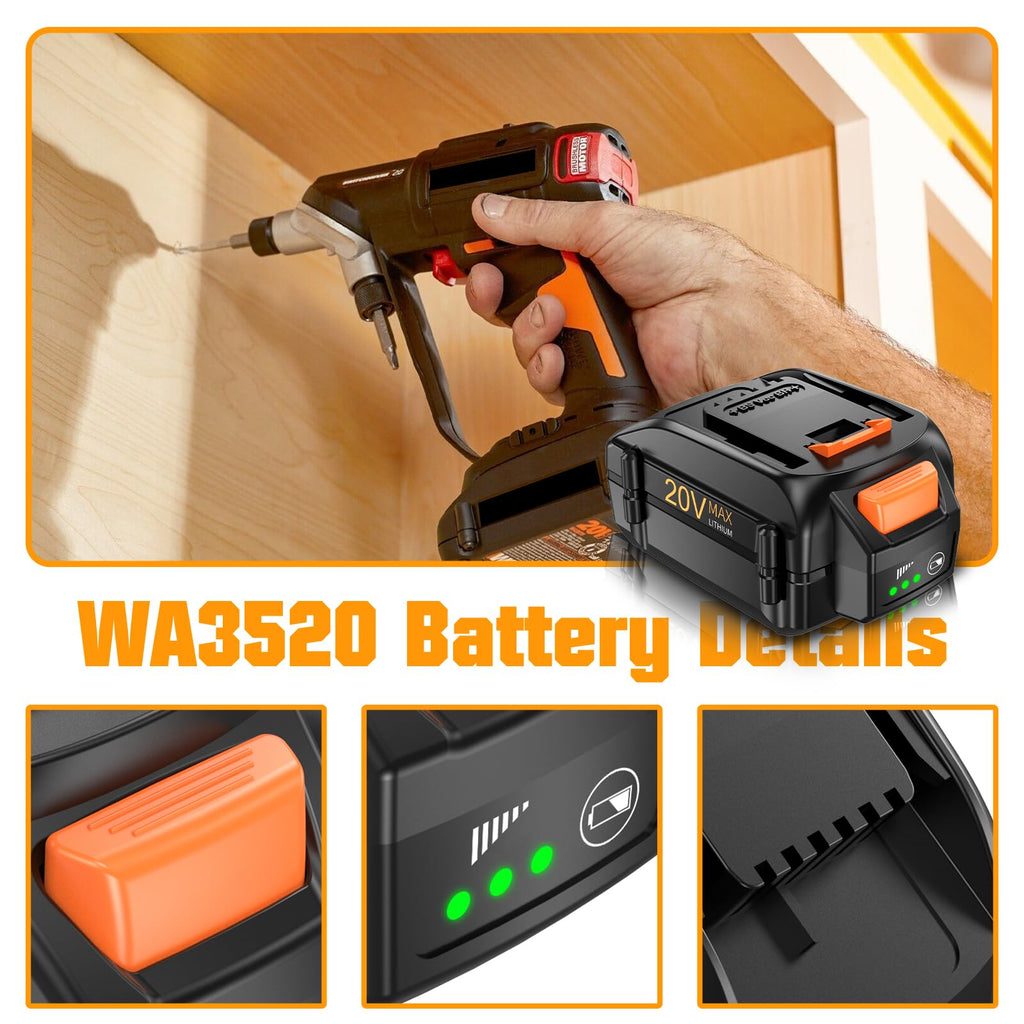 Mounzuikue Replacement for 20v Battery NiMh 3000mAh wa3575 WA3575 WA3525 WA3578 WA3520 WA3742