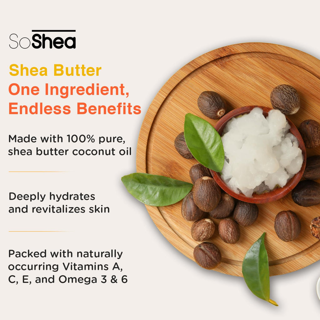 SoShea Whipped Shea Butter Unscented Ivory Original - Nourishes, Moisturizes & Renews | 100% African Pure Shea Butter | Cold-Pressed & Cold-Processed | No Dyes & Parabens | Vegan | 11.50oz / 326g