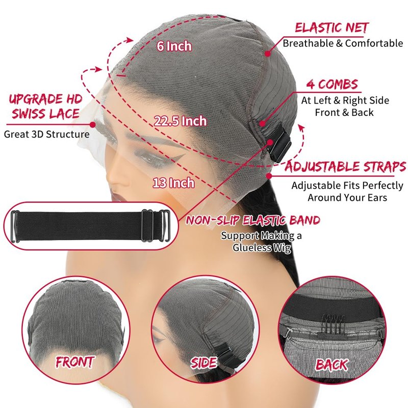 UYCLEJX Straight Wigs Human Hair 32 Inch Straight Human Hair Wig 13x6 HD Lace Front Wigs Human Hair Pre Plucked 200 Density Straight Wig Glueless Wigs For Black Women Natural Color