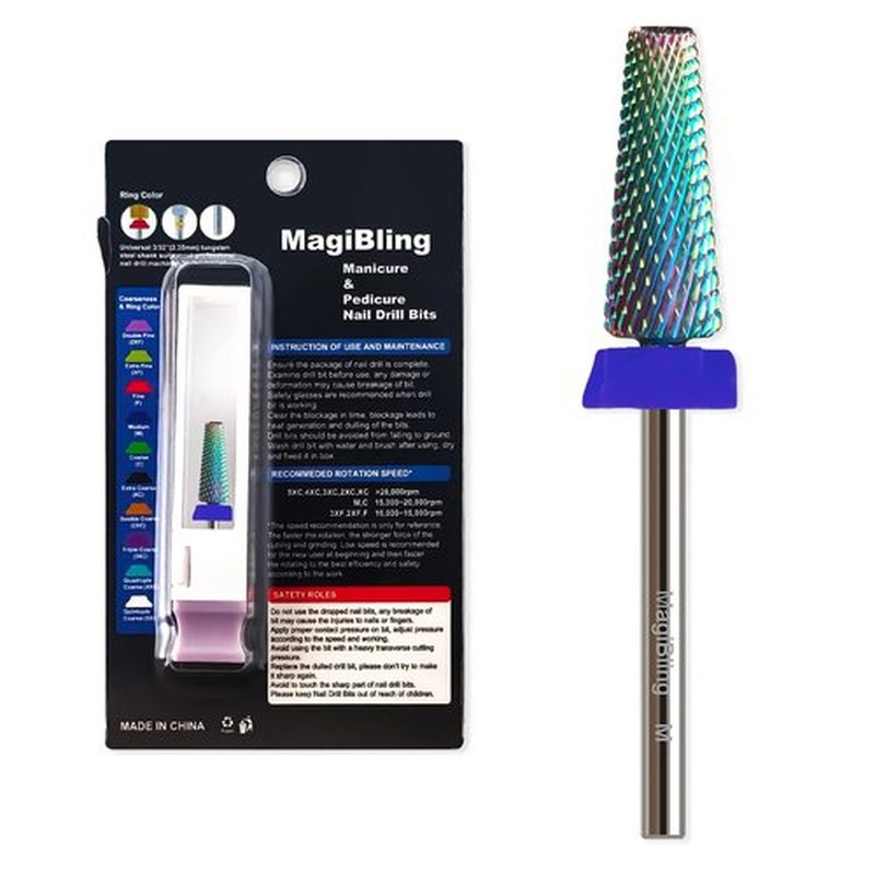 5-in-1 Super Cut Tapered Barrel Nail Drill Bit, 3/32’’ Tungsten Carbide Efile Bit for Fast Acrylic Hard Gel Removal, Enhanced Right-Handed for Professional Nail Techs, Manicure Salon Tool, Medium