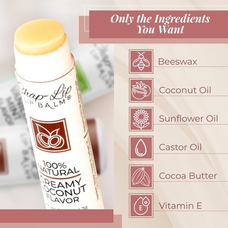 Chap-Lip Lip Balm 100% Natural Lip Balm Set - Hydrating and Moisturizing Beeswax Natural 4 Flavor Assortment - Lip Moisturizer for Dry Lips - Cocoa Butter - Petroleum Free Pack of 8