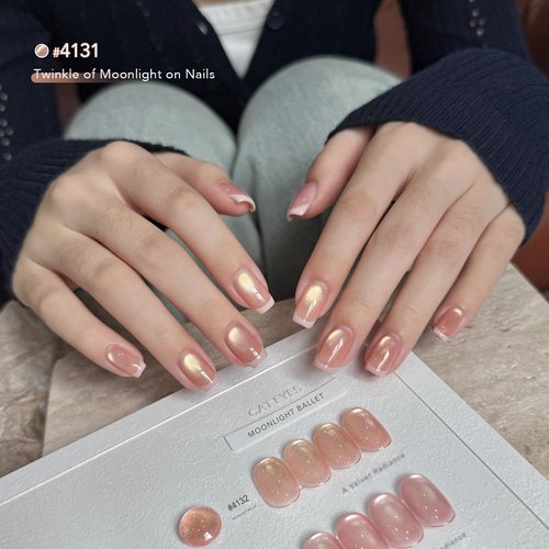 GAOY Soft Pink Cat Eye Gel Nail Polish Set, 6 Jelly Nude Colors Holographic Translucent Gel with Magnet, Soak Off UV Light Cure for Nail Art, Moonlight Ballet