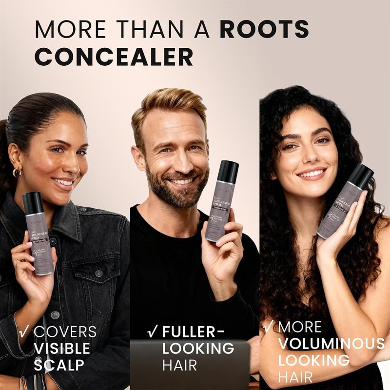 VOLLUCK Root Touch Up Hair Color Spray - Ammonia-Free Grey Coverage for Men & Women | Quick Drying Black