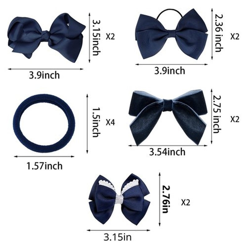 phnydreg Girl Navy Hair Bow Accessories 14 Pieces Uniform Hair Bows Hair Clips Headband for School Toddler Girls