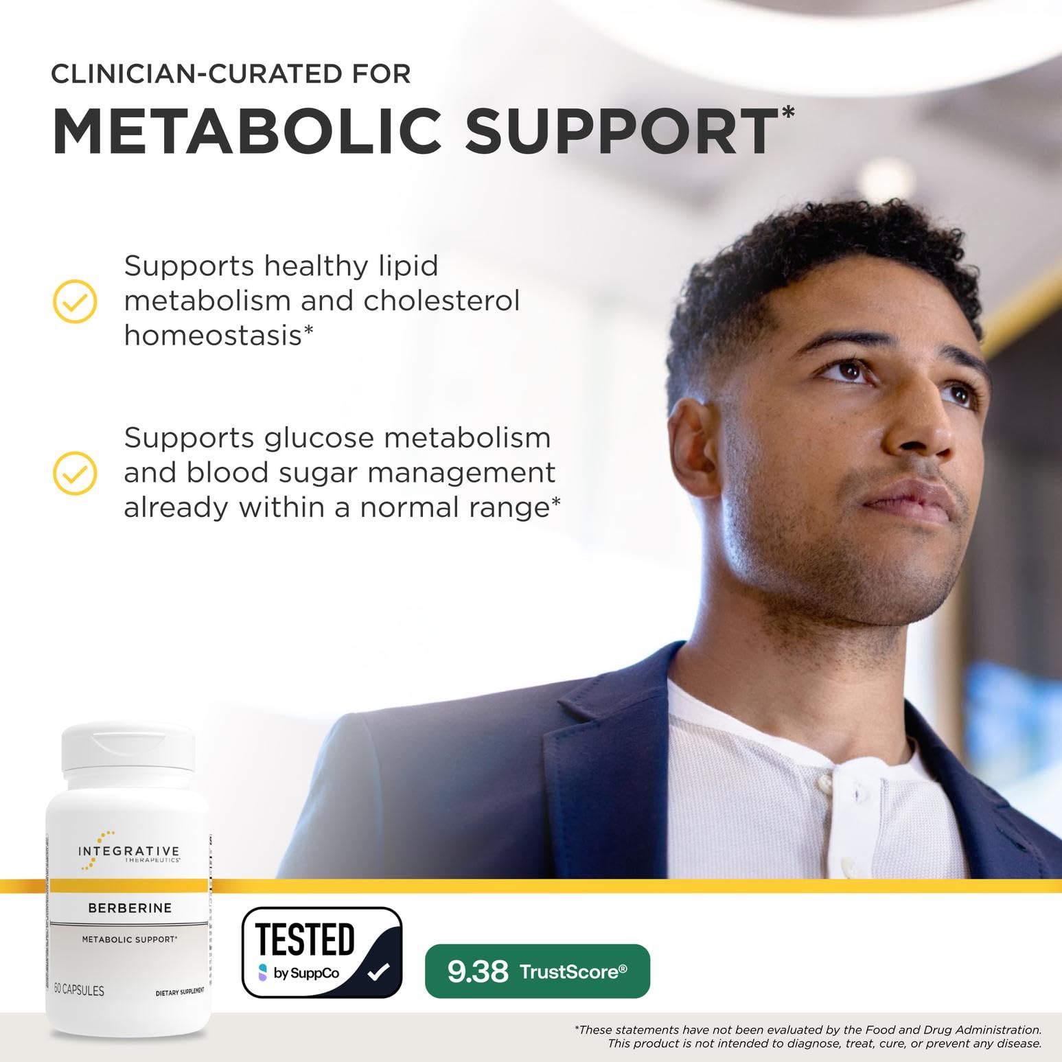 Integrative Therapeutics Berberine 1500mg - Supports Metabolic Health & Cellular Energy Metabolism - Third-Party Tested - Practitioner-Trusted Quality - Dairy-Free & Gluten-Free - 60 Capsules