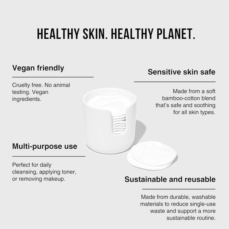 Public Goods Reusable Bamboo Cleansing Rounds - 14 Makeup Remover Pads with Cotton Mesh Bag | Eco-Friendly, Gentle & Machine Washable Skincare Essential