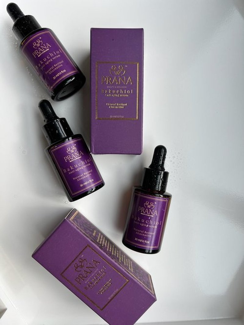 PRANA Bakuchiol Anti-Aging Serum – Ayurvedic Retinol Alternative with Squalane & Jojoba – Hydrating Serum for Wrinkles, Fine Lines & Radiant Skin – Fragrance-Free & 100% Vegan – 30ml