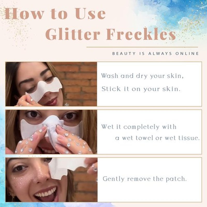 Glitter Freckles, 32 Pcs Sparkle Glitter Freckles Face Tattoo for Women Girls Gold Temporary Face Tattoos Concert Festival Rave