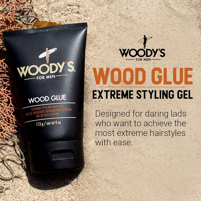 Woody's Wood Glue Hair Gel - Extreme Hold, Non-Flaking, High Shine for All Hairstyles | 4 oz