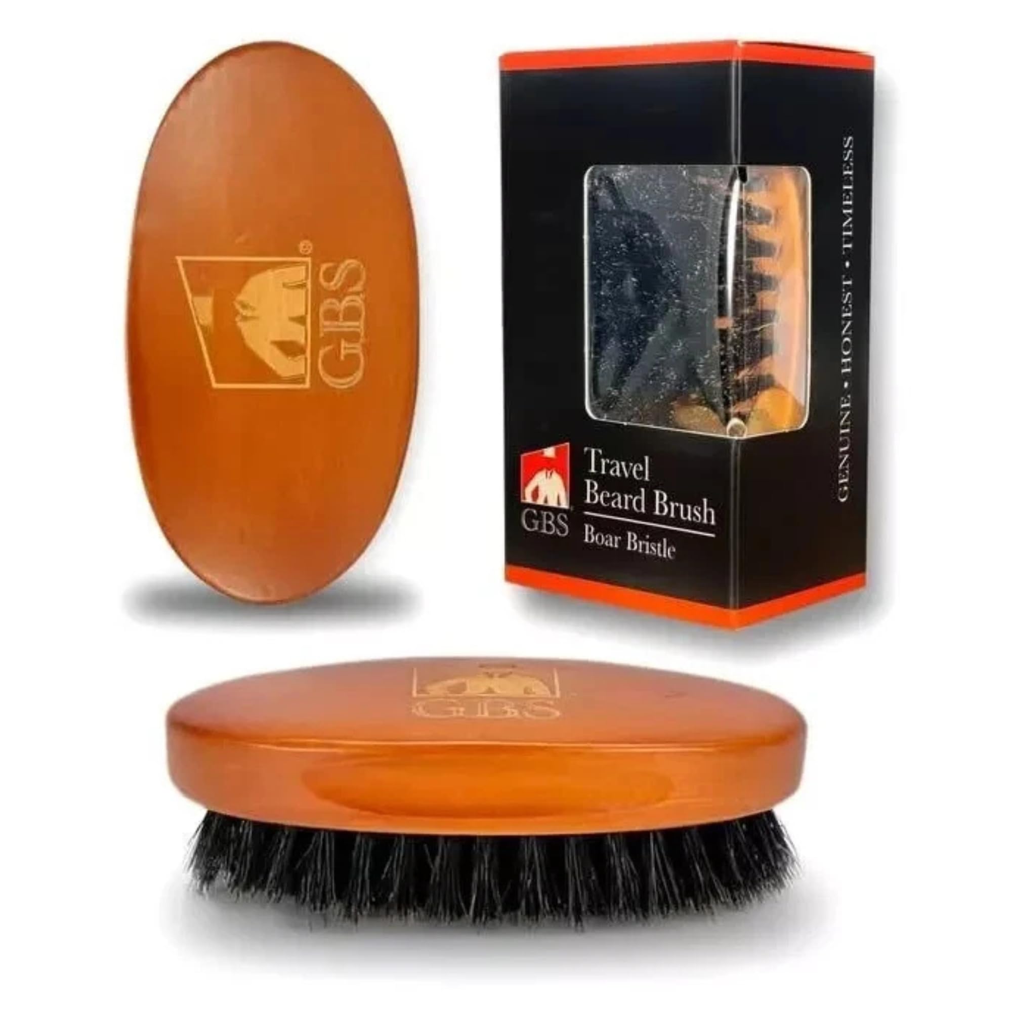 GENTS Boar Bristle Beard Brush for Men - Natural Wood Handle Grooming Kit - Travel Size Beard Care & Styling Tool for All Beard Types - 100% Natural Bristles