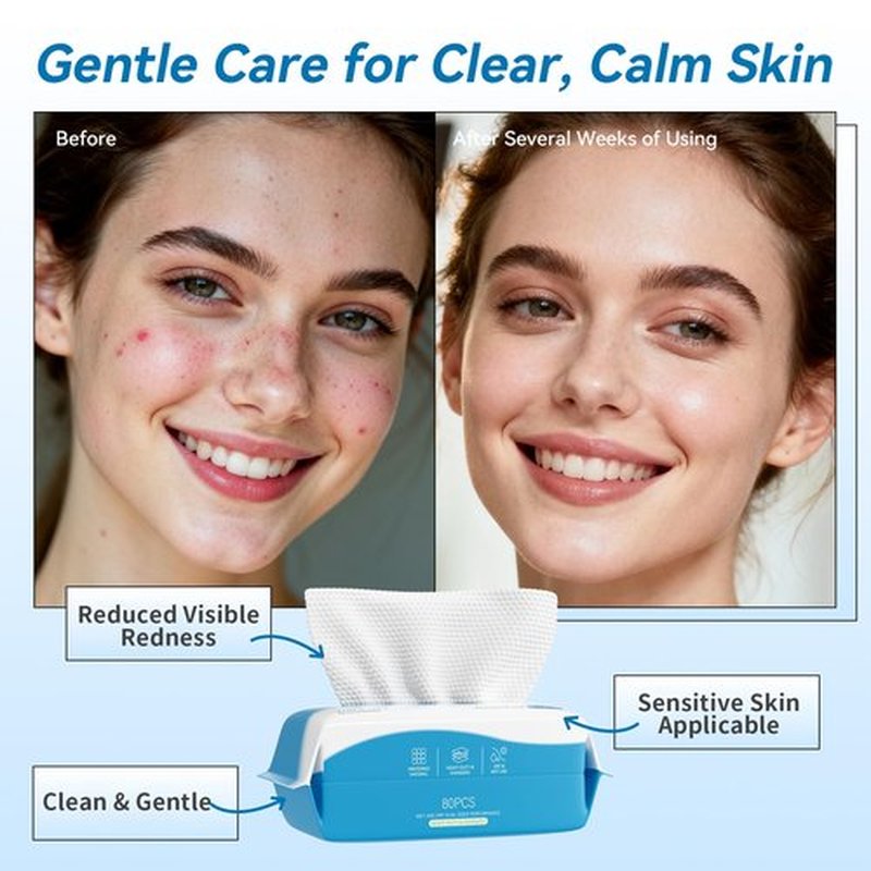 Cotpuredy Face Towels, Disposable Biodegradable Clean Facial Towelette for Sensitive Skin, Lint- free Face Cloths for Makeup Remover, Ultra Soft Dry Wipes, Skincare Women Cleansing 240 Count (3 Packs)