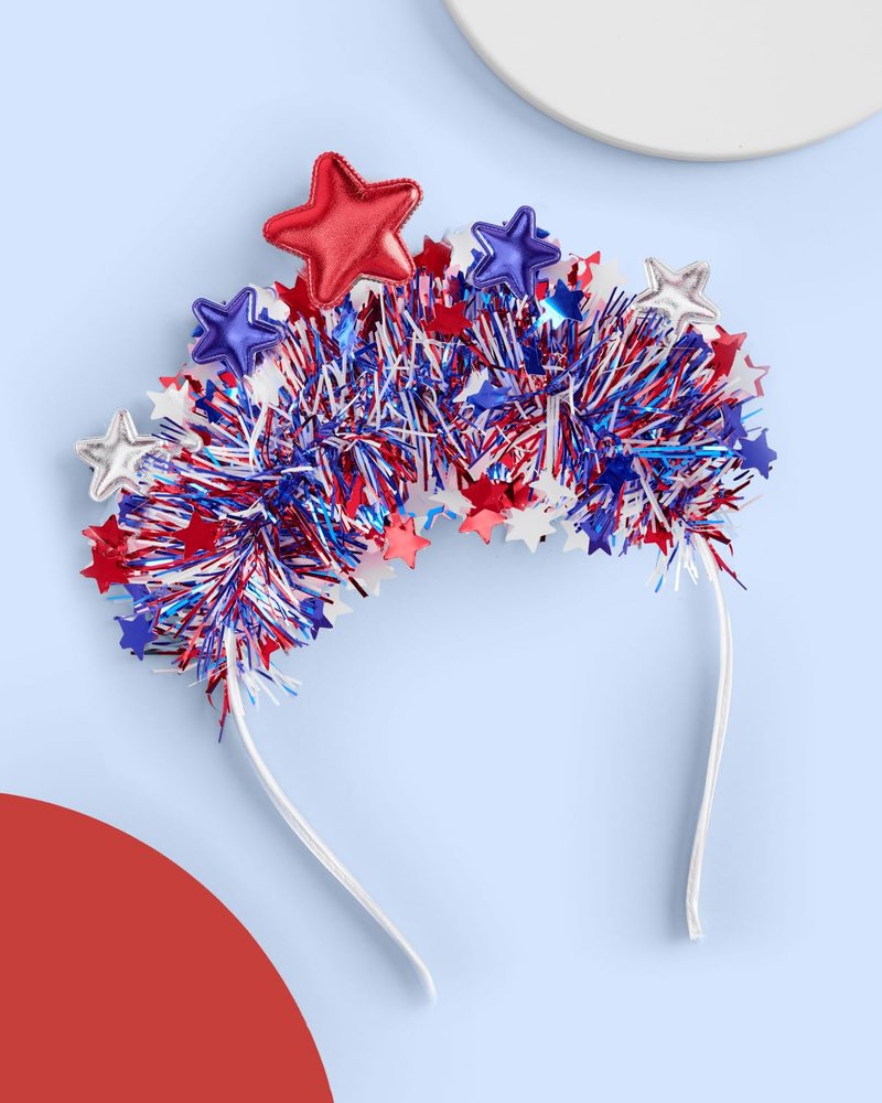 xo, Fetti Happy Fourth of July Star Headband | USA Party Favors, American Flag Supplies, 4th of July Decorations, Stars and Stripes Decor, Red White and Blue, Olympic Theme Bday Patriotic Accessory