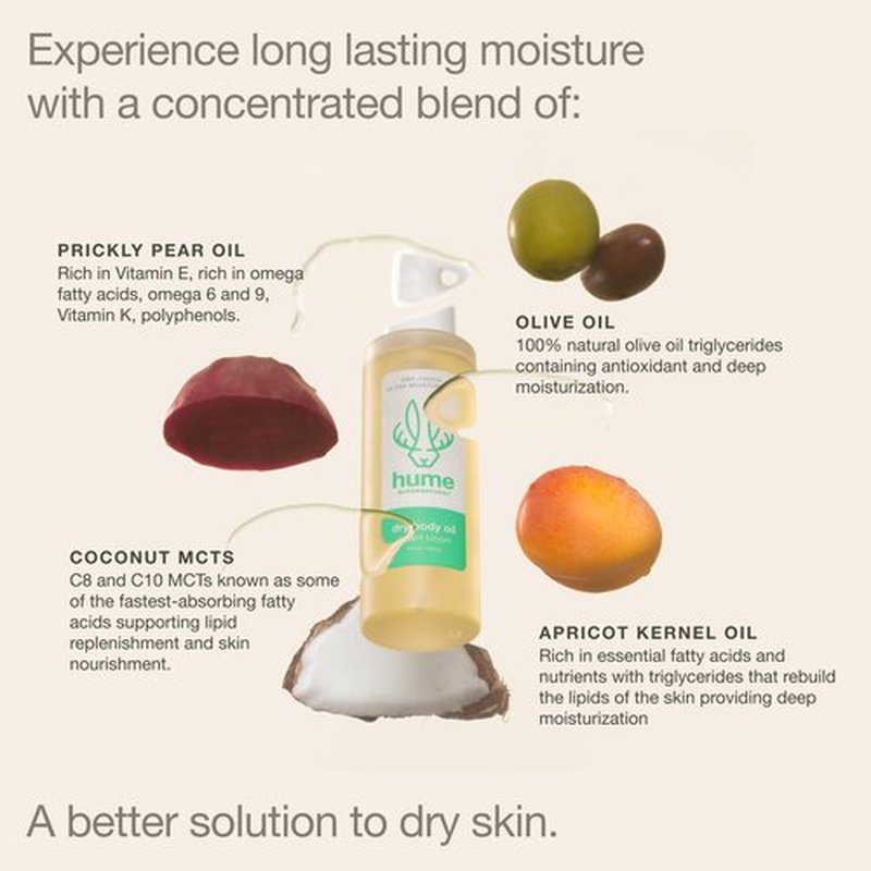 HUME SUPERNARURAL Dry Body Oil Spray - Non-Toxic Moisturizing Mist for Dehydrated or Sensitive Skin, After Shower Body Oils for Women Men, Nourishing Prickly Pear, Apricot, Fast Absorbing Plant-Based