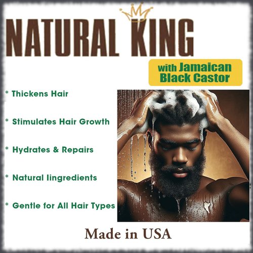 SFC Natural King Jamaican Black Castor Oil Shampoo for Men 33.8 oz. - Men's Cleansing Shampoo that Thickens Hair, Strengthens Hair and Boosts Growth