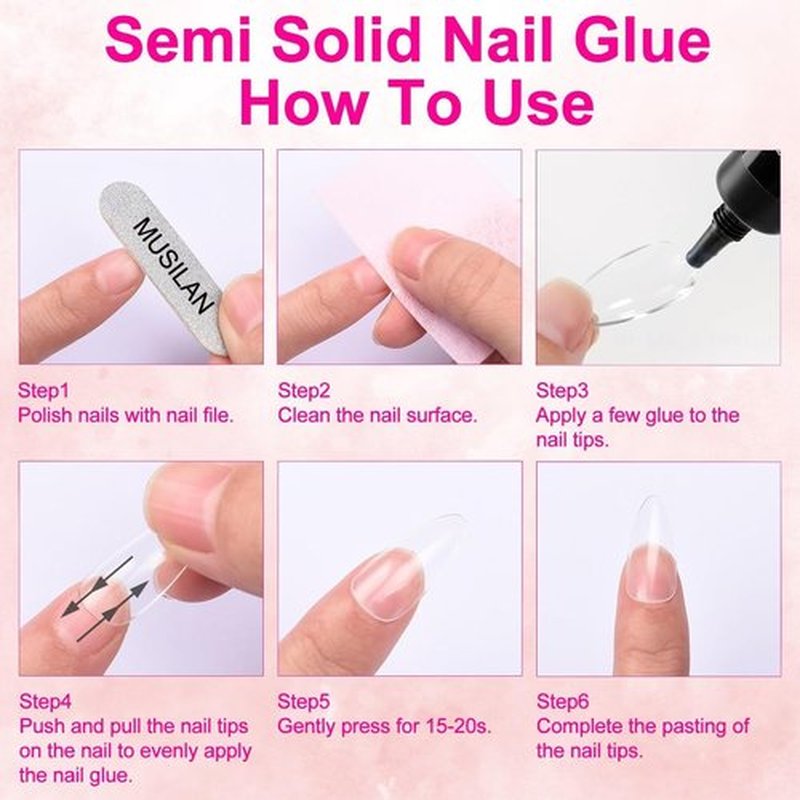 2PCS 18g Solid Nail Glue Gel with 6ml Remover Pen,Super Strong Nail Glue & Quick Drying Remover for Press On Tips No Need for UV Lamp Magic Click Removal Pen Powder Design
