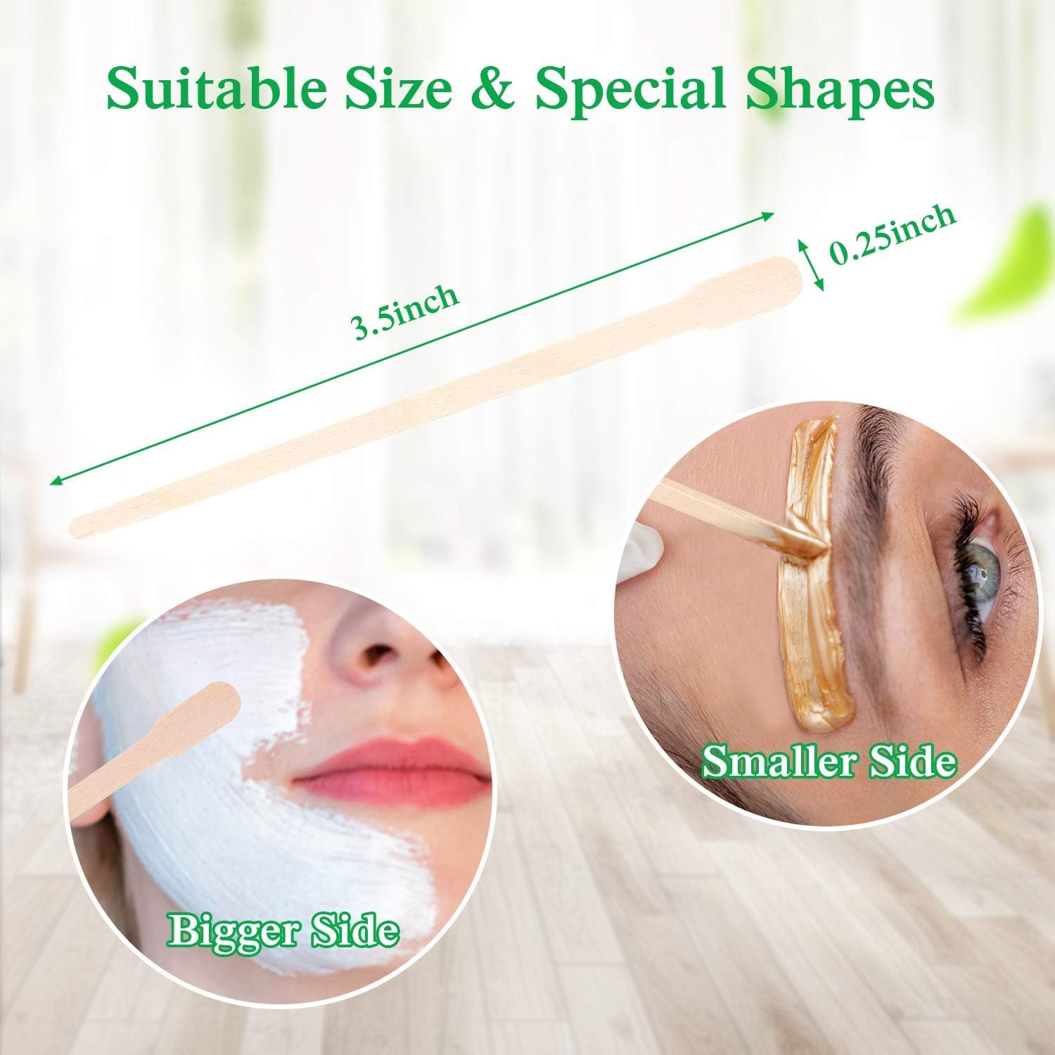 PEAKTREND 200Pcs Wooden Wax Sticks Wood Waxing Spatulas Craft Applicators Hair Removal for Body Legs Facial Eyebrow Lip Nose Brow Facial Smooth, Skin-Spa Home Usage