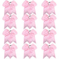 Hipcheer 12PCS 8" Rhinestones Large Cheer Hair Bows for Girls, Hand-made Grosgrain Ribbon Hair Accessories for Teen Girls Softball Cheerleader Sport (Light Pink)