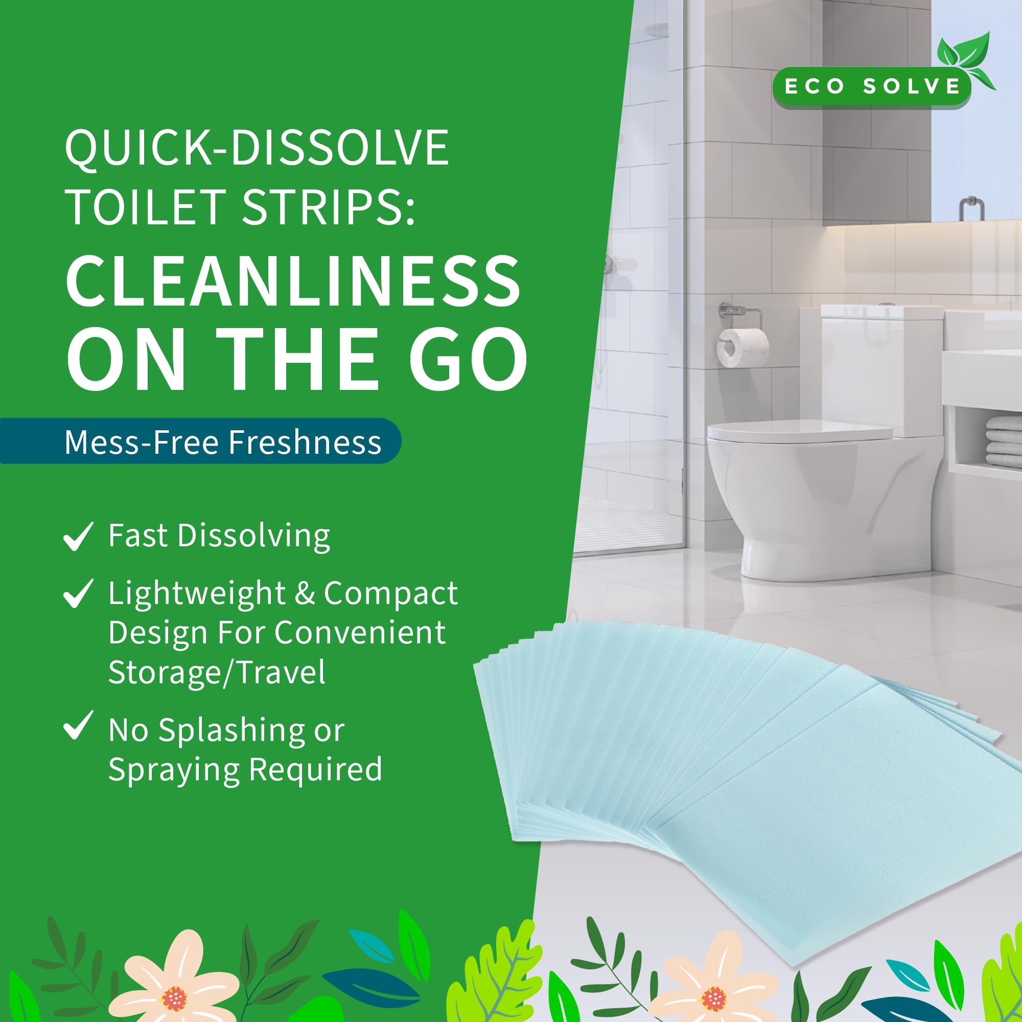 Natural Toilet Bowl Cleaner Strips, Eco-friendly, Non-toxic, Septic Safe, Removes Odors & Stains, Plastic-free, Natural Toilet Bowl Cleaner for Quick and Easy Cleaning, Toilet Fresheners (60 count)