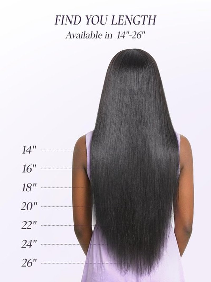 LUVME Clip in Hair Extensions Yaki Straight, Seamless 2 Pack 7PCS 100g, 18 Inch Real Human Hair, Natural Black, Thick Volume for Women Daily Wear & Party