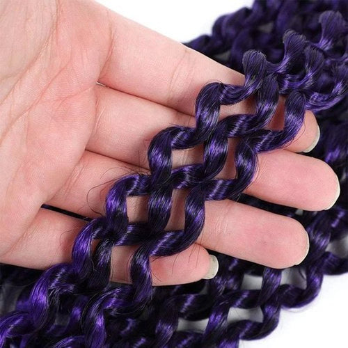 14inch Purple Water Wave Crochet Hair 6 Packs Ombre Passion Twists Crochet Hair Extensions, Synthetic Crochet Hair, Bohemian Locs Braiding Hair(14inch T1B/Purple#)
