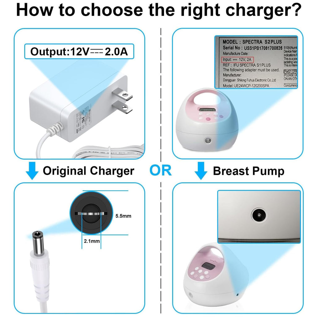 IBERLS Charger Compatible with Spectra S2 Plus SPS200 12V 10FT Breast Pump