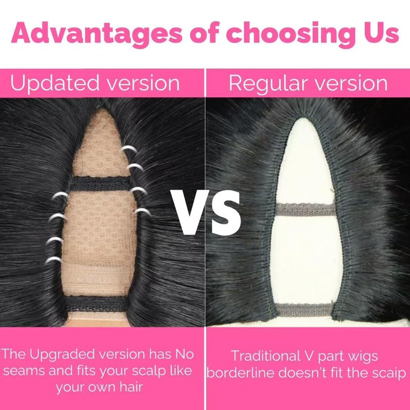 XSSXAKO V Part Wig Human Hair Kinky Curly Upgrade U Part Wig For Black Women 100% Human Hair V Shape Curly Glueless Clip In Half Wig Natural Color No Leave Out 180% Density 18inch