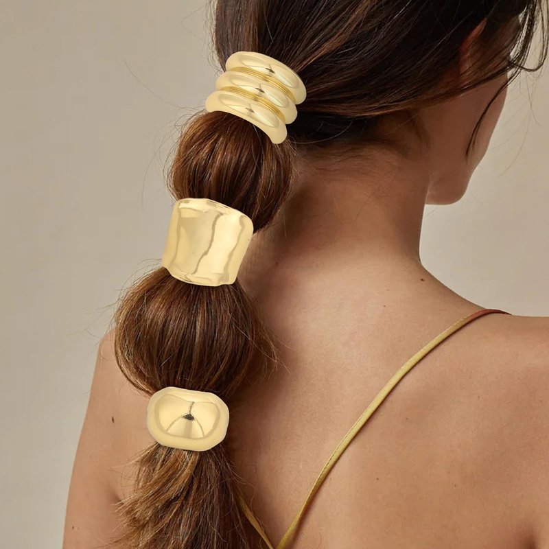 WHAVEL 6 Pcs Gold Hair Ties Hair Cuff Non-Damage Ponytail Holders Gold Hairs Accessories for Women