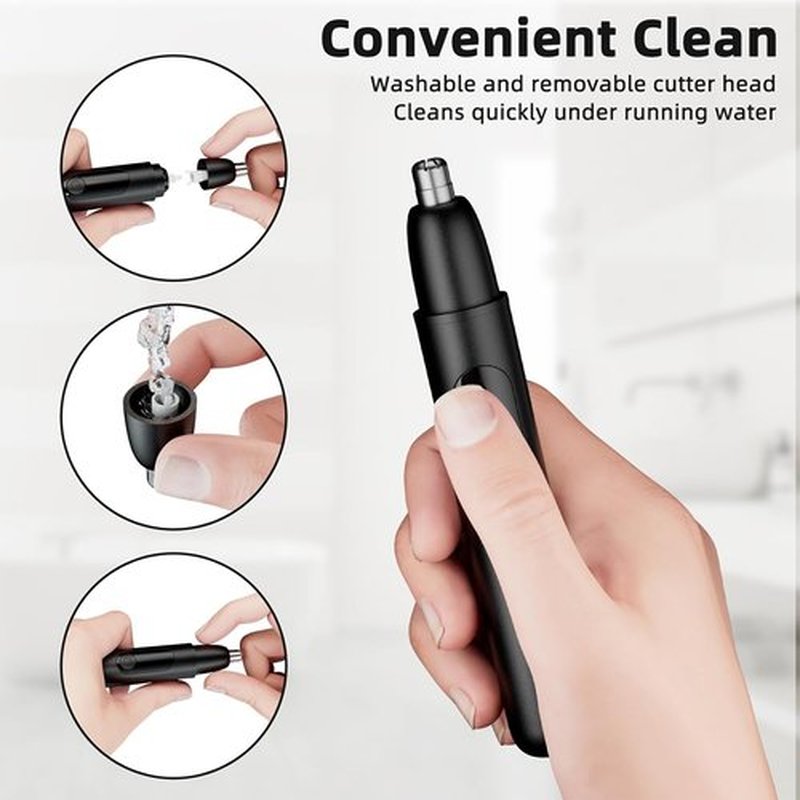 Smity Nose Hair Trimmer - Rechargeable Cordless Dual Edge Blades with LED Light | Painless Grooming Tool for Men & Women (Black)