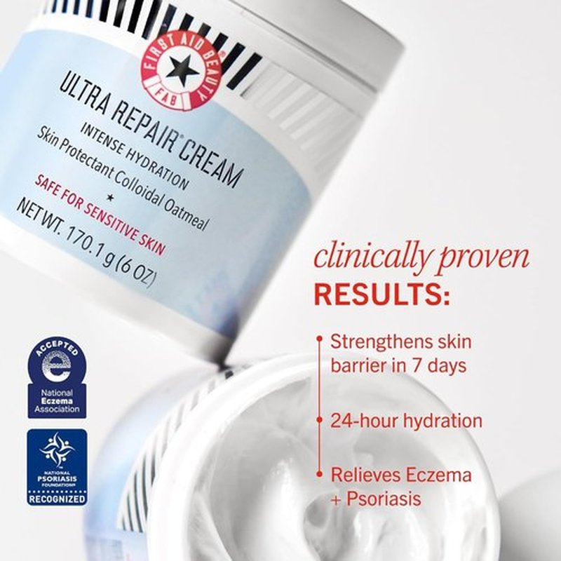 First Aid Beauty - Ultimate Hydration Travel Bundle | Pure Skin Cleanser, Ultra Repair Cream & Radiance Pads (2 oz & 28 Pads)