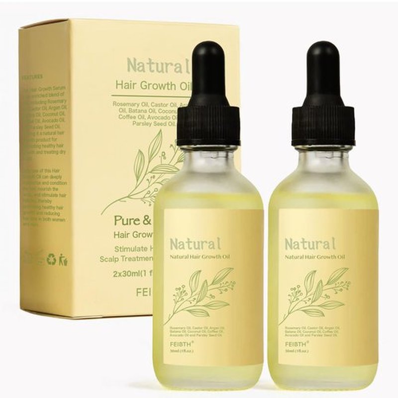 FEIBTH Veganic Hair Growth Oil, Veganic Natural Hair Growth Oil, Veganic Hair Oil for Hair Growth for Men and Women 2pcs, Yellow