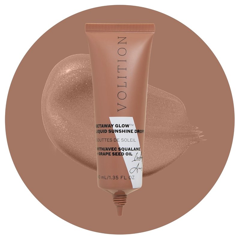 Volition Beauty Getaway Glow Drops - Instant Bronze & Shimmer with Vegan Squalane | Hydrates & Luminizes All Skin Tones