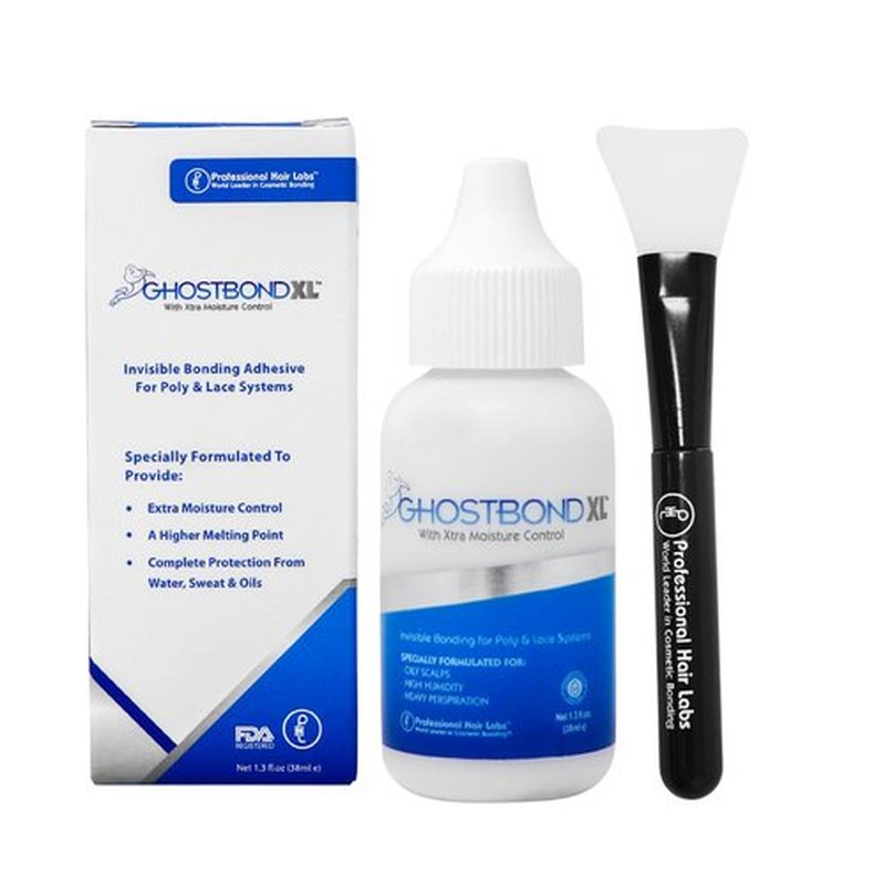 GHOSTBOND XL Hair Replacement Adhesive 1.3oz & Silicone Applicator – Invisible Lace Wig Glue, Water & Oil-Resistant, Non-Toxic, Easy Application for Lace Wigs & Hair Systems