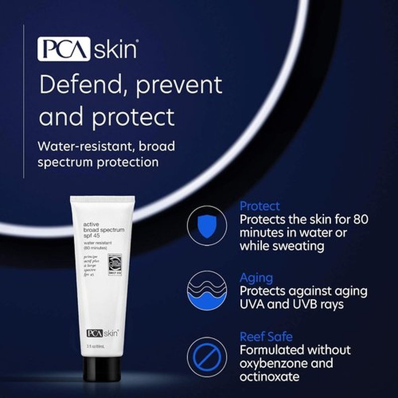 PCA SKIN Active Broad Spectrum SPF 45 Sunscreen Lotion - Water-Resistant, Reef-Friendly, 3 fl oz