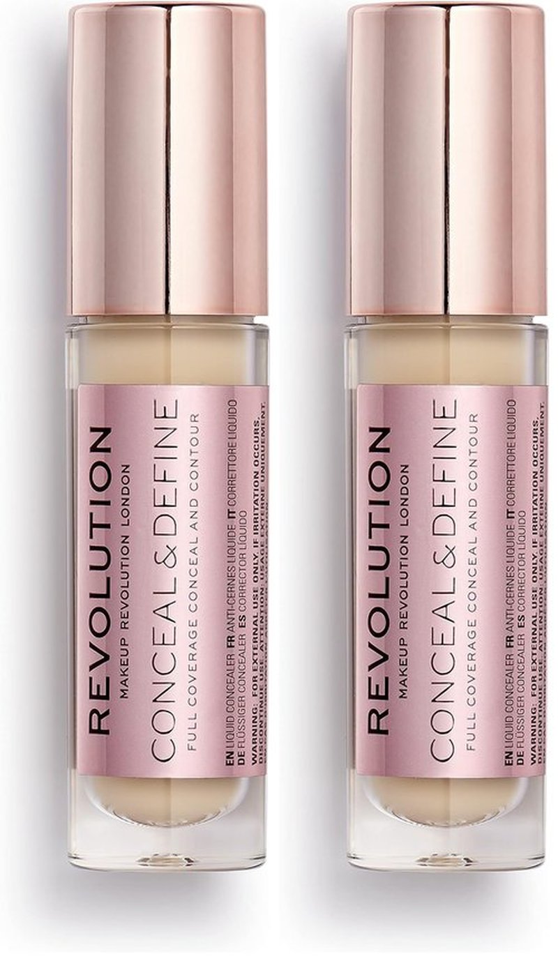 Revolution, Conceal & Define Concealer, Full Coverage & Lightweight, Long-Lasting Matte Finish, Vegan & Cruelty Free, C6 Fair or Light Skin Tones, 0.14 oz (Pack of 2)