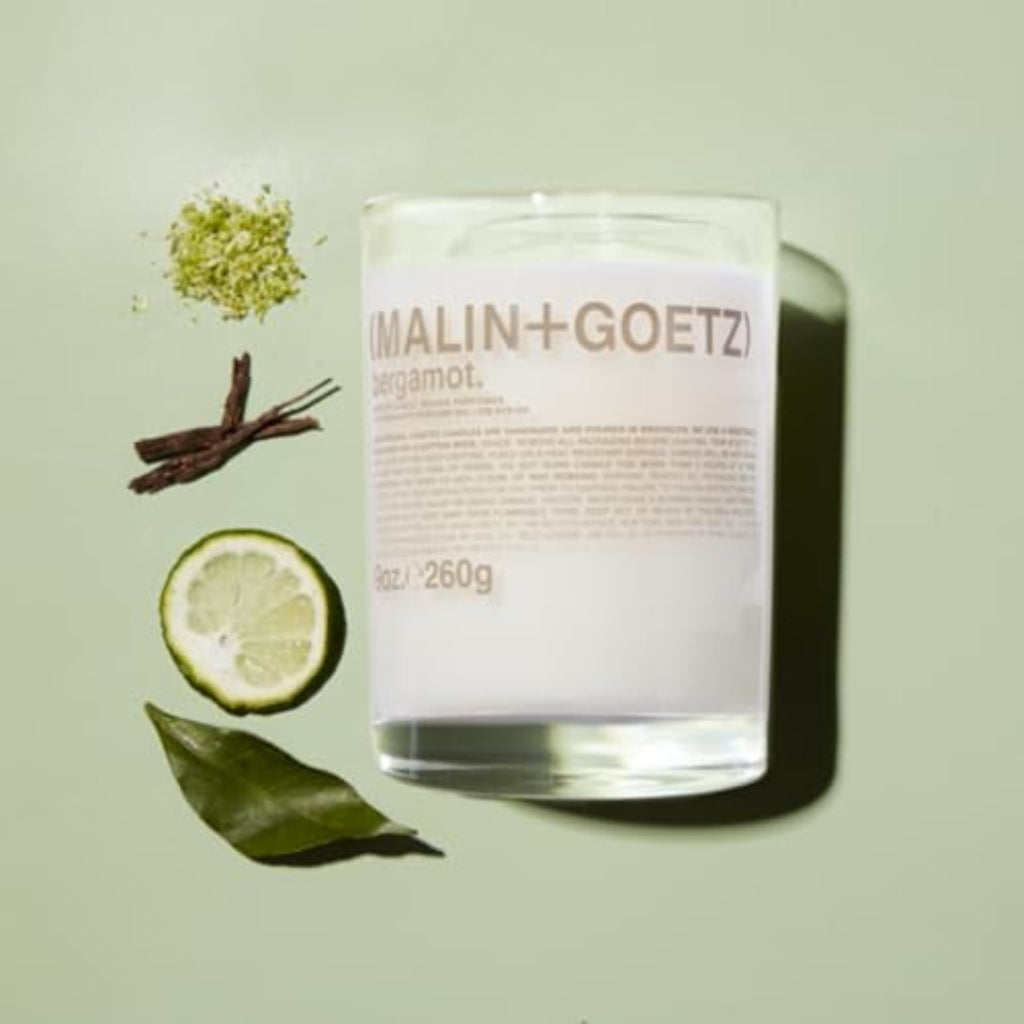 MALIN+GOETZ Bergamot Candle, 9 oz. – Bright & Refreshing Aroma Scent Fragrance, Scented Candle, Natural Vegetable Wax Blend, Vegan & Cruelty Free, Single Wick Candle, Lasts 60 Hours