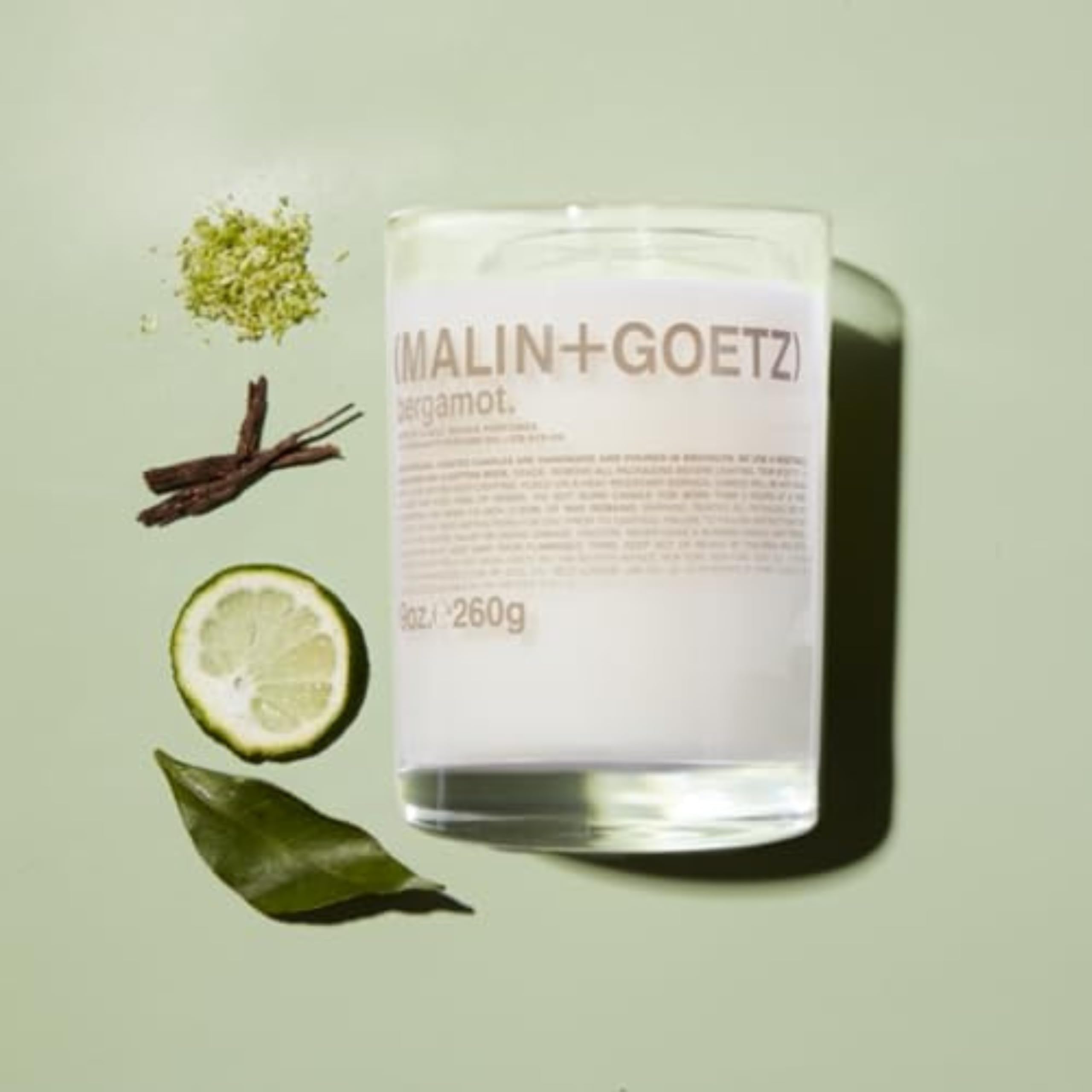 MALIN+GOETZ Bergamot Candle, 9 oz. – Bright & Refreshing Aroma Scent Fragrance, Scented Candle, Natural Vegetable Wax Blend, Vegan & Cruelty Free, Single Wick Candle, Lasts 60 Hours