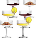 Skiennix 10 oz Ribbed Coupe Cocktail Glasses - Elegant Hand Blown Martini Set in Gift Box | 6 Pcs